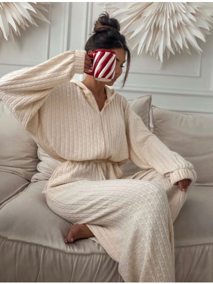 Krémový luxusní dlouhý overal VELIANO