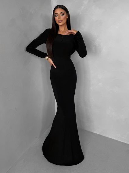 Černé dlouhé maxi šaty BRINOVA s odhalenými zády