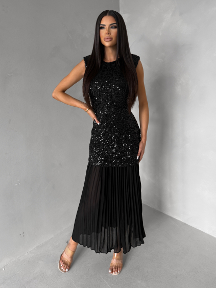 Černé společenské plesové třpytivé šaty SECTOR