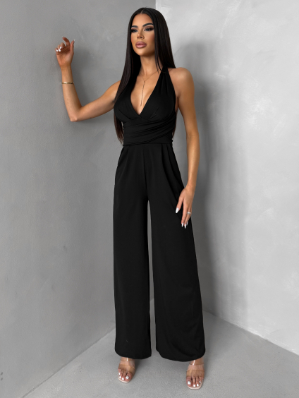 Černý společenský dlouhý overal ARVELLA s výstřihem