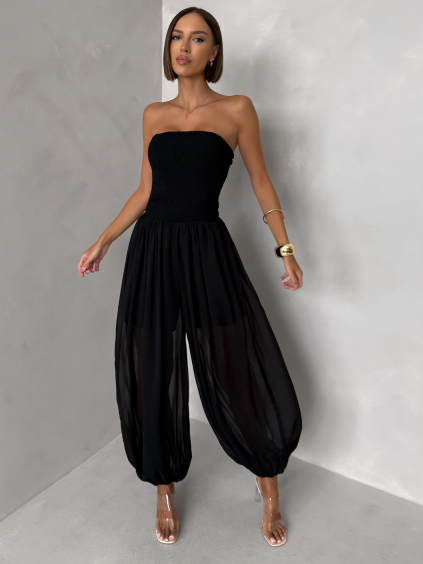 Černý elastický stylový overal ROVALY