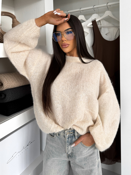Krémový stylový oversize svetr MOTION