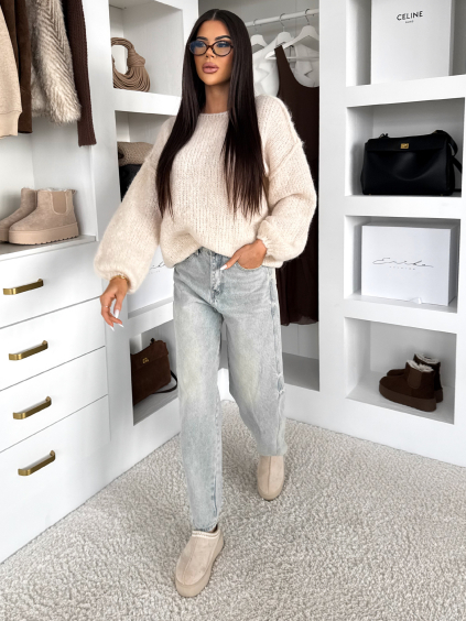 Krémový stylový oversize svetr RHYTHM