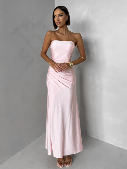 Světle růžové korzetové tvarující šaty ESLIRA bez ramínek