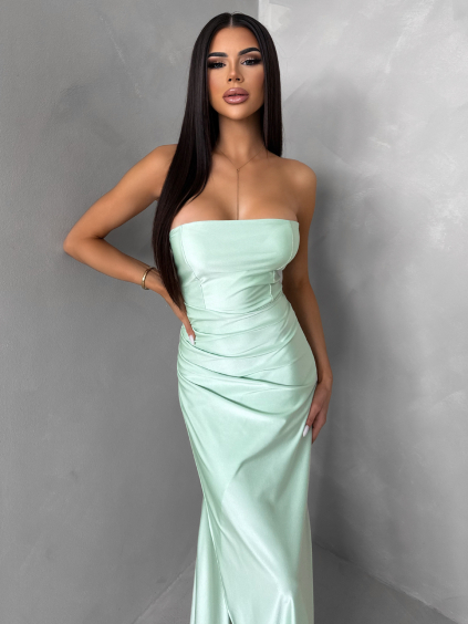 Světle zelené korzetové tvarující šaty ESLIRA bez ramínek