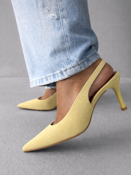 Žluté semišové nízké lodičky LITONA