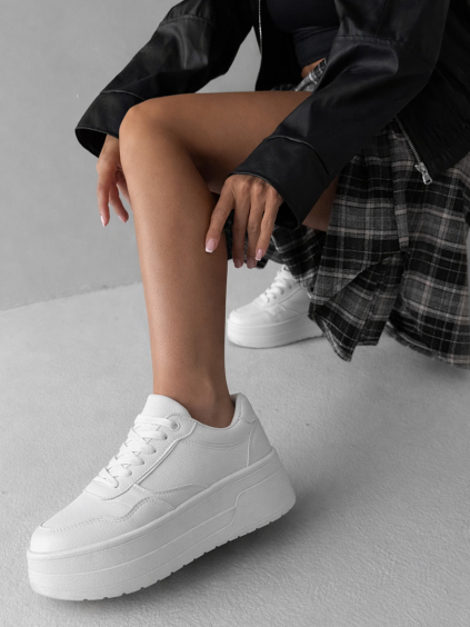 Bílé tenisky RENZO na vysoké platformě
