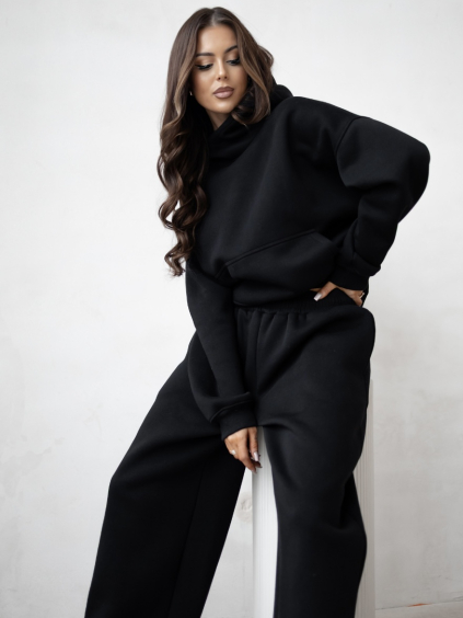 Černá stylová bavlněná tepláková souprava ADELLINE