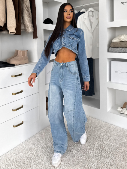 Modrá džínová krátká mini bunda XYLORA