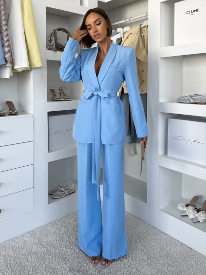 Modré elegantní široké kalhoty OMNIRA