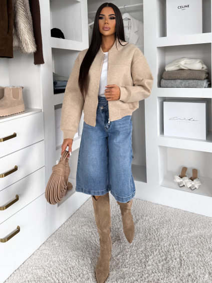 Modré džínové stylové dlouhé kraťasy QUANIT