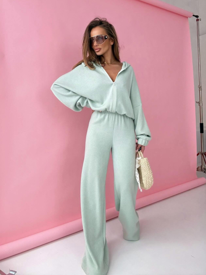 Tyrkysová luxusní široká tepláková souprava MATHUA