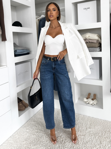 Modré široké pohodlné mom džíny TREVOS