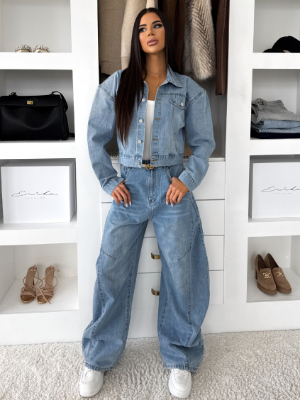 Modrý džínový stylový komplet WISDOM