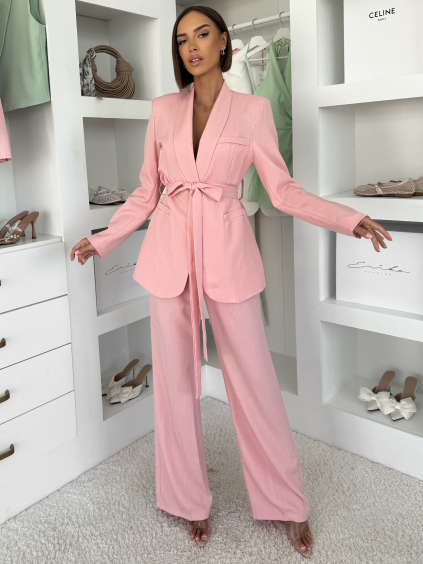 Růžové elegantní široké kalhoty OMNIRA