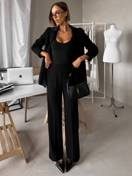 Černé stylové široké kalhoty SEVYN s puky