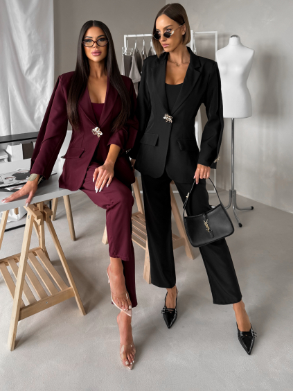 Černý společenský kalhotový kostým ZORVATO