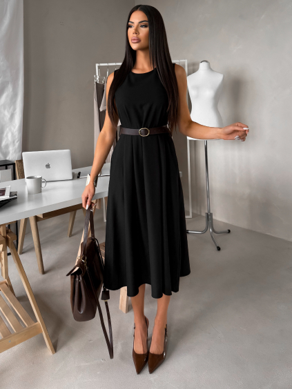Černé midi šaty GERARDYS s páskem