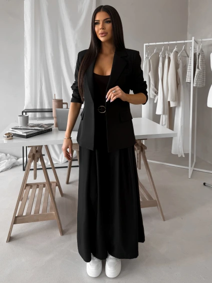 Černé stylové široké kalhoty FELYRY