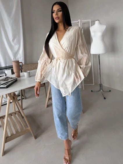 Krémová zavazovací top halenka BENDIX