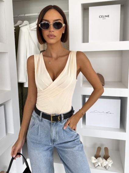 Krémové elegantní body DOVANTE s výstřihem