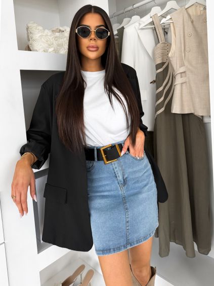 Modrá džínová krátká mini sukně LUSTRIA s páskem