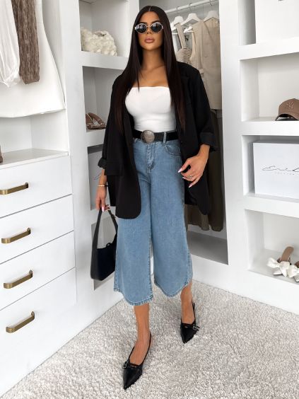 Modré džínové třičtvrteční stylové kalhoty DEVERON