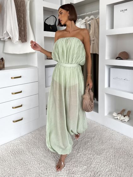 Zelený kalhotový komplet BELVANY s body