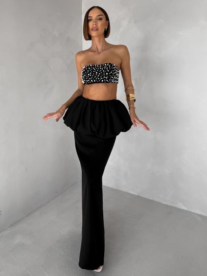 Černý luxusní komplet VELDORA se sukní