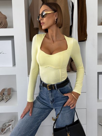 Žluté korzetové triko RIVANZA s výstřihem