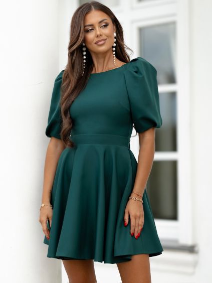 Smaragdové elegantní krátké šaty SAVIRA