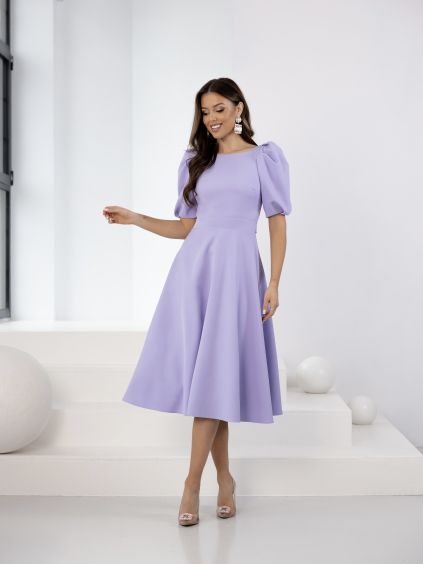 Světle fialové elegantní midi šaty VELIRA