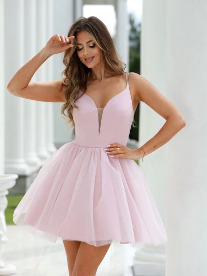 Starorůžové elegantní krátké šaty SOLIRA