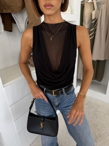 Černé stylové body DOVANTE s výstřihem