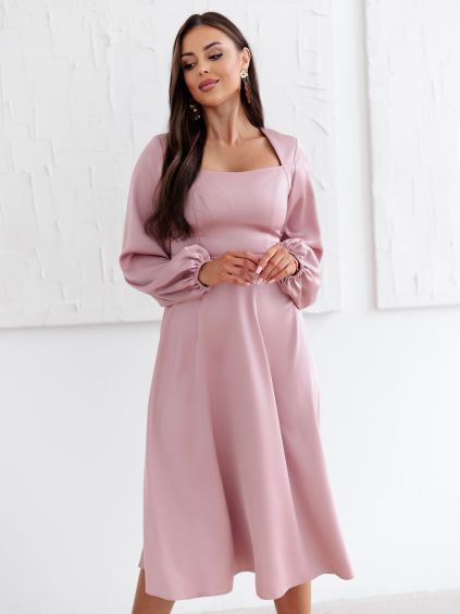 Starorůžové elegantní midi šaty MARAYA