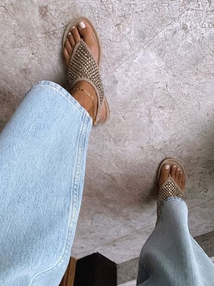 Béžové elegantní nazouvací sandály RIVENO