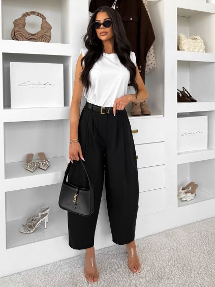 Černé balónové široké stylové kalhoty PANTYS