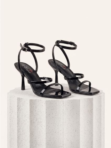 Černé páskové boty na podpatku ELZEN