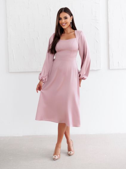 Starorůžové elegantní společenské midi šaty NORALYN
