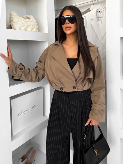 Béžová krátká stylová letní bunda NOVIAN