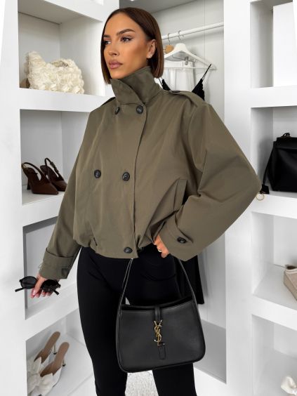 Khaki krátký trenčkot kabátek MYNTRA