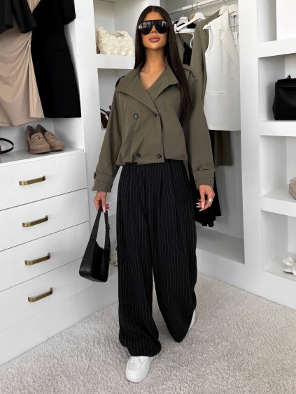 Khaki krátký trenčkot kabátek MYNTRA