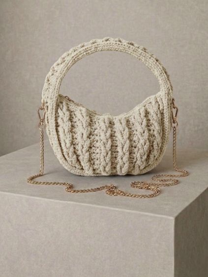 Krémová háčkovaná letní mini kabelka STYLIA do ruky
