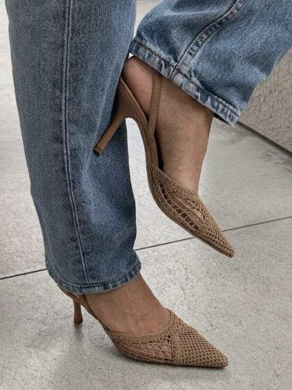 Hnědé síťované letní elegantní lodičky STRIDENO