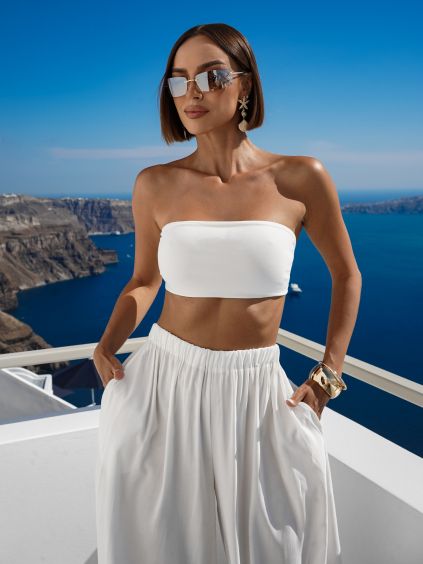 Bílý elegantní crop top pás přes prsa CIZERA