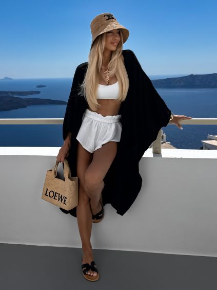 Černý mušelínový oversize letní dlouhý cardigan JAZZY