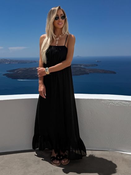 Černé letní vzdušné dlouhé maxi šaty TORMIS