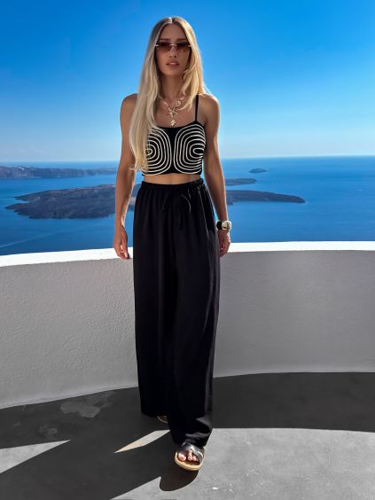 Černý elegantní kalhotový letní komplet VIBALA