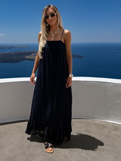 Tmavě modré letní dlouhé vzdušné maxi šaty TORMIS