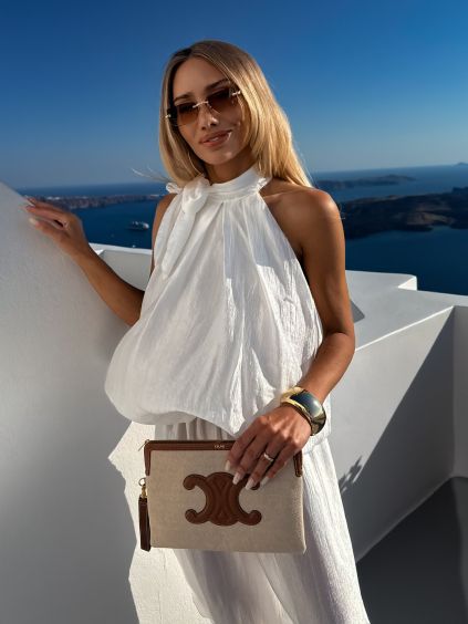 Bílý elegantní letní top ZOREX s vázáním